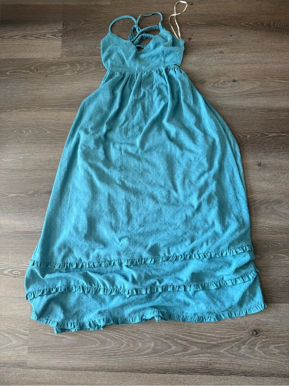Forever 21 Girls Aqua Blue Halter Maxi Dress with Ruffle Hem